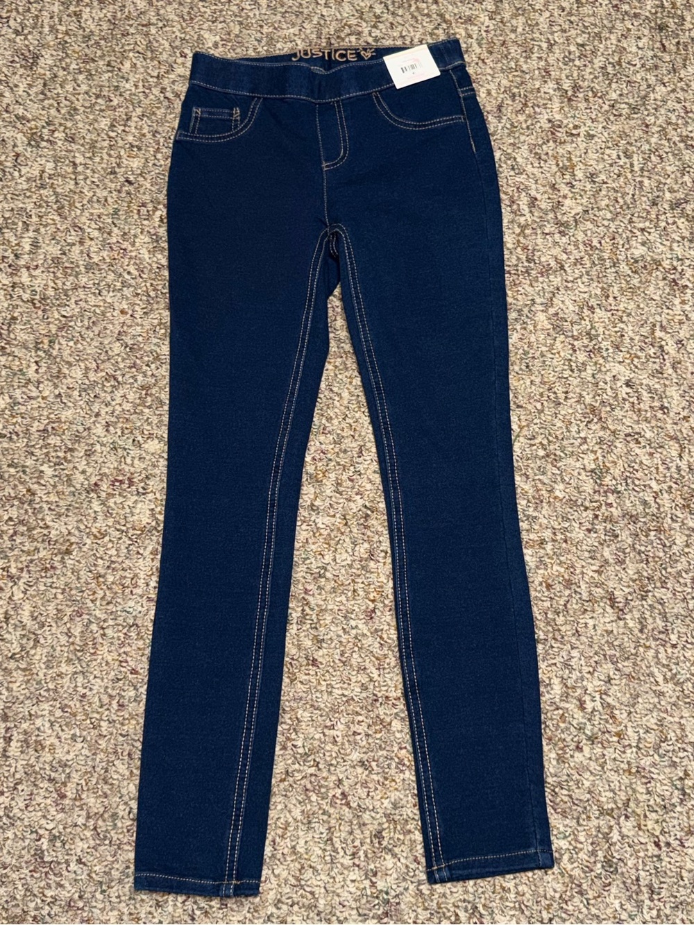 NWT Justice Girls' size 13 leggings Dark Blue Knit Denim Jeggings